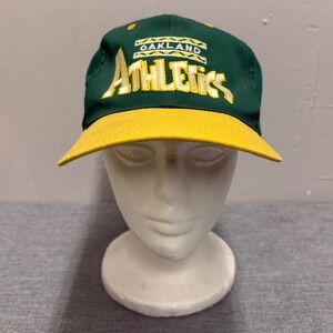 Annco Oakland Athletics Hat Mens OSFA Green Yellow Vintage 90s Snapback MLB Cap